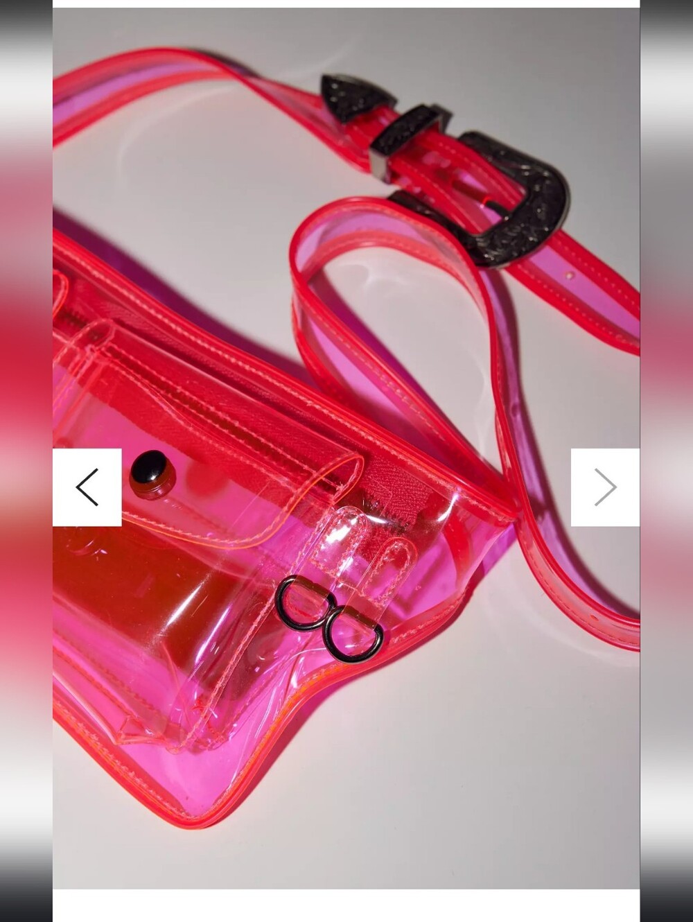 Neon Pink Clear PVC Belt Bag - Picture 2 of 5